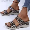 Pantofole Moda Pantofola con zeppa Scarpe estive Donna 2022 Punta aperta Stampa leopardata Taglie forti Sandali da spiaggia Sandalias Con Plataforma T230711