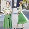 Work Dresses Silk Blouse And Long Skirt Set 2023 Women's French Style High Quality Shirt Half Two Pieces