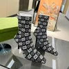 Sexy Hoge Hakken Designer Laarzen Vrouwen Enkel Elastische Sok Laars Mode Puntschoen 7.5 cm Naaldhak Brief Geborduurde gebreide Winter Booties