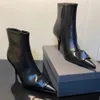 Cagole Bootie Nero Donna Tacco a spillo Moda Stivali Muli Lucertola Stivaletti con zip in vera pelle con punta a punta Calzature di fabbrica di design di lusso Con scatola