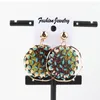 Dangle Earrings !!Summer Shinny Metal African Pattern Flower Stud Wooden Can Mixed Colors