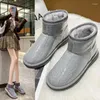 Women's Hoodies Transparent Snow Boots Winter Velvet Thick Warm Cotton Shoes Waterproof Non-slip Wear-resistant