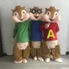2018 Korting fabriek Alvin en de Chipmunk Characters Cartoon Mascot Kostuum Anime Christmas240I