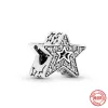 Для Pandora Charms Authentic 925 Серебряные бусины болтают очарование Neastamor Sparkling Blue Star Санта -Клаус