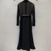 Vestidos Casuais Feminino Primavera Verão Turn-down Gola Manga Comprida Renda Cinto Fino Vestido Trompete Vintage Escritório Senhora Roupas Elegantes