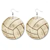 Boucles d'oreilles pendantes Boucles d'oreilles en cuir PU Déclaration géométrique Baseball Basketball Football Volleyball Prin Tvintage Trendy Unique Retro Drop