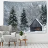 Gobelänger Xmas Gobeläng Hem Vägghängande Polyester Snö Scen Julgransmönster Filt Heminredning Present R230710