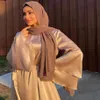 Etnische Kleding Eid Mubarak Abaya Dubai Turkije Moslim Hijab Jurk Flare Mouw Effen Satijnen Jurken Voor Vrouwen Abaya Islam Gewaad Mus198Z