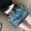 Rokken Gotisch ontwerp A-lijn denim minirok voor dames Retro en veelzijdige bodycon met sexy chique look