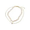 Choker Minar Korea nieregularna perła słodkowodna Strand naszyjniki z koralików dwuwarstwowy skręcony łańcuszek dla kobiet Pendientes 2023