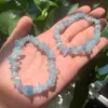 Pulseras de Chip de Cristal Para nias Pulsera Elstica de Piedra de Energa Curativa Para Mujeres Piedra de Cristal de Aguamarina Azul