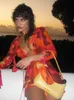 Городские сексуальные платья 2023 Мода Y2K в стиле галстук Dye Sexy V Seck Ruffle Mini Dress Summer Women Stavers Founds с длинными рукавами vestidos a2565 L230711