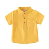 Детские рубашки мандариновые воротнички летние льняные хлопок с коротким рукавом малыш