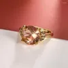 Fedi nuziali moda anello gemma colorata placcato con gioielli in oro anti colore tesoro luce spot all'ingrosso AJZ-092