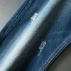 Erkek Kot Marka Marka Sonbahar Kış İnce Elastik Retro İtalya Moda Klasik Stil Denim Pantolon Pantolon Erkek