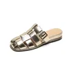 Slippers Cialisa Casual Flats Mules Vrouwen 2023 Mode Zilver Goud Echt Leer Slipper Handgemaakte Buiten Dames Zomerschoenen