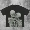 Herren T-Shirts Harajuku Vintage T-Shirts Marke Wash Do Old Loose Skull Print Mode Rundhals Männer Streetwear Kurzarm T-Shirt 230710