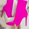 Boots 2022 Autumn Winter Socks Boot Women High Heels Sexy Shoes Plus Size Pointed Toe Solid Color Stretch Ankle Boots Femmes Bottes L230711