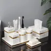 Set Bath Accessory Set European Resin Bathroom Accessories Creative Golden Stroke El Mouth Cup Sets Marble Texture Desktop Fivepiece