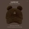 Ball Caps Japanese Embroidery Cute Bear Ears Baseball Autumn And Winter Imitation Lamb Cashmere Warm All-match Peaked Hats For Women