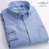 Camicie casual da uomo Camicia Oxford a maniche lunghe in cotone Abito da lavoro formale Abiti coreani con colletto blu bianco