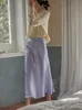 スカートエレガントな女性の韓国ファッションサテンシルク Aラインスカートオフィスブラックシャンパンロング夏の女性 2023 230710