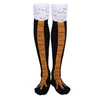 Calcetines de mujer 3D divertido pollo invierno otoño chica pierna cloqueo novedad rodilla muslo alto calcetín Fitness regalo