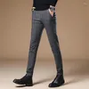 Pantalons pour hommes automne et hiver décontracté édition coréenne coupe ajustée mode à carreaux d'affaires