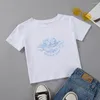 T-shirty damskie na co dzień uroczy nadruk anioła z krótkim rękawem patchworkowy krótki top lato kobiety seksowna obcisła koszula kobieta Streetwear Tee topy