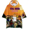 Camisetas Masculinas Cartoon Total Drama Tshirt 3D Feminino com Capuz Camiseta Verão Manga Curta Harajuku Streetwear Unissex Roupas Engraçadas