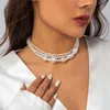 Choker PuRui wielowarstwowy naszyjnik z imitacją pereł dla kobiet biżuteria na szyję duże koraliki urok Strand prezent ślubny ulica