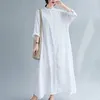 Vestido étnico casual solto maxi vestido vintage primavera verão camisa simples kaftans muçulmanos paquistani Índia Paquistão