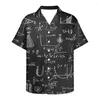 Men's Casual Shirts Scientific Formula Blackboard Pattern Print Funny Hawaiian Shirt Short-sleeved Cuban Tshirt Top Party Women Clothing