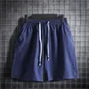 Herren-Shorts M5XL, Übergröße, elastische Taille mit Kordelzug, Sportbekleidung, einfarbig, Baumwolle, Leinen, lässige kurze Hosen, Sommerkleidung 230710