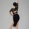 Odzież sceniczna koronkowe topy do tańca latynoskiego dziewczyny Salsa odzież nowoczesna sala balowa praktyka Backless Samba kostium Tango strój JL4123