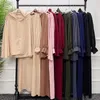 Etnische Kleding 2 Stuk Hooded Kaftan Vrouwen Mslim Dubai Abaya Mantel Tops Maxi Rokkostuum Turkije Outfits Islamitische Gebed Khimar Ramadan