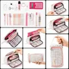 Stationary Pen Storage Bag Pencil Multi Layer Large Capacity Cosmetic Travel Simple Plaid Kids Case