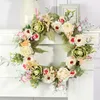 Fleurs décoratives Simulation Rose Guirlande Porte Suspendue Décoration Rotin Cercle Printemps Mur Artificielle 35 CM x 35 CM