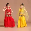 Trajes de palco para crianças e adultos conjunto de fantasias de dança do ventre para meninas egípcias de dança do ventre para crianças de Bollywood roupas de dança