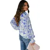 Women's Blouses 2023 Chiffon Shirt Cardigan Spring Summer Loose Floral Pattern Fashion Lantern Sleeve Blouse Top Women Femme Blusas