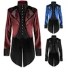 Men's Trench Coats Steampunk Velvet Tailcoat Medieval Embroidery Jacket Vintage Victorian Tuxedo Uniform Halloween Party Coat