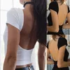 T-shirt femme solide T-shirt dos nu à manches courtes pour femme 230710
