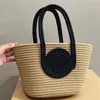 Designer Woman Sac Beach Bgas Luxury Grass Woven Vegetable Panier de légumes Paille décontractée Sac à tricot à tricot mignon Spolds Gentle Lady