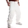 Jeans Homme Grande Taille Blanc Lâche Casual Grande Poche Hip Hop Pantalon Biker 30-46