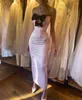 Casual Kleider 2023 Mode Rosa Farbe Frauen Sexy Trägerlosen Schwarzen Bogen Bodycon Mid-kalb Verband Kleid Geburtstag Party Mädchen feiern