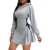 Casual Dresses Fashion Sweatshirt Dress Thick Soft Autumn Winter Waist Bandage Hooded Pullover Cold Resistant Mini Daily Clothing