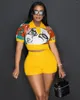 Women's Tracksuits Summer African Printed 2 Piece Set Women Casual Turn Down Collar Button Shirt Top Bodycon Shorts Pant Suit Outfit