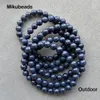 Pulseiras atacado natural aa 7mm 8mm 10mm raro azul escuro safira suave redondo contas soltas para fazer jóias diy colar pulseira