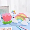 Pencil Cases Cute Cactus Rainbow Shape Acrylic Pen Holder Multi Compartments Box Kids Desktop Stationery Organizer for School Office 230711