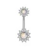 Nombril Cloche Bouton Anneaux Piercing Pour Les Femmes Colorf Sier Couleur Zircon Cristal Fleur Acier Chirurgical D'été Plage De Mode Corps Goutte D Dh8Th